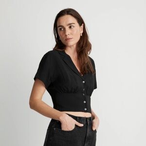 Madewell Drapey Banded Bottom Button-Up Top